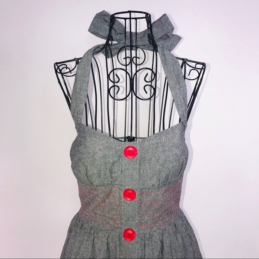 Ruby Rox Women's Junior Halter Backless Mini Fit & Flare Gray Dress Size 5 NWOT - Picture 3 of 8